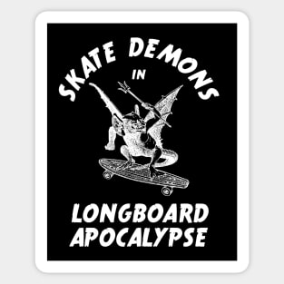 Skate Demons in Longboard Apocalypse - White Text Sticker